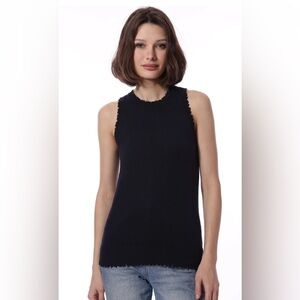NWT MinnieRose Fine Cotton/Cashmere Frayed Tank Size Large